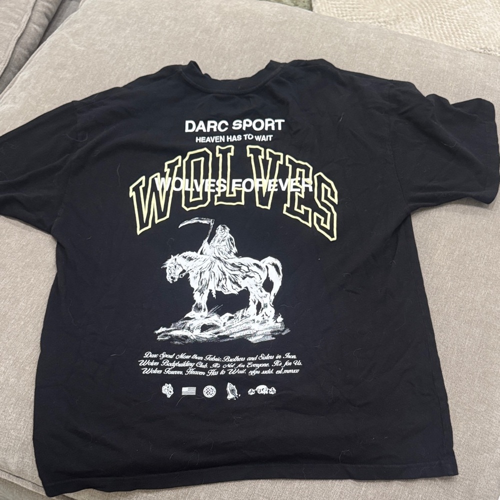 Darc Sport Black Tee with White and Yellow Graphic - Wolves